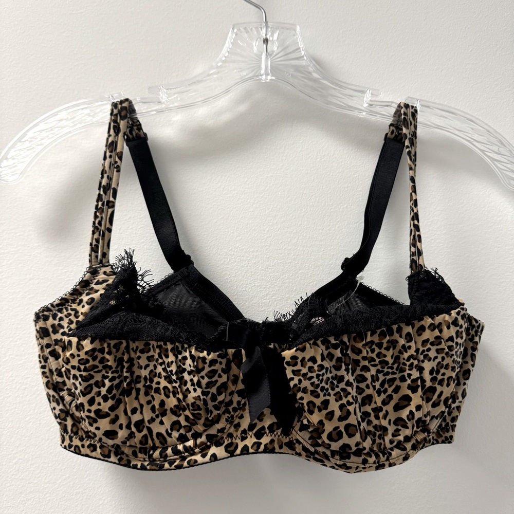 NWT Cacique Balconette Cheetah Print Bra‎ 36D Ruched Lined Cups with Lace Detail